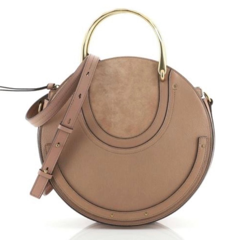 Chloé Pixie Large Round Ecru Suede Leather